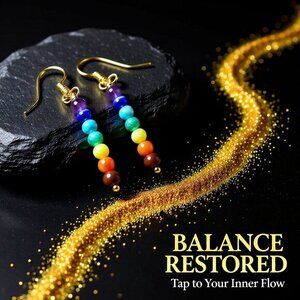 7 Chakra Earrings! Dainty + Slim Dangle Earrings with Semi-Precious Stones